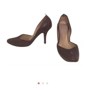 Emporio Armani red leather d’orsay pumps